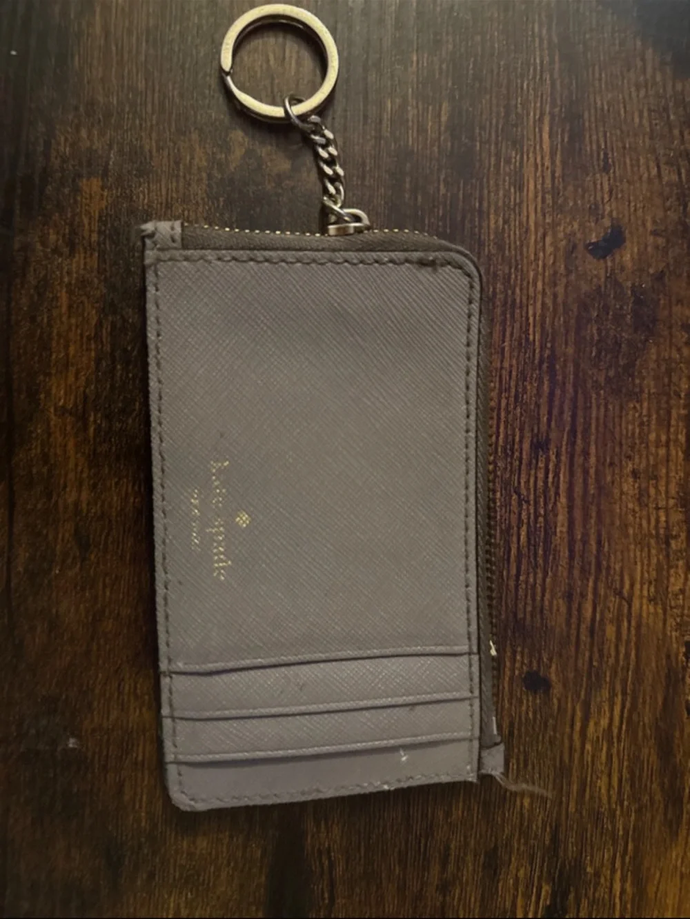 Kate spadeStylish Gray Wallet cardholder Keychain owl